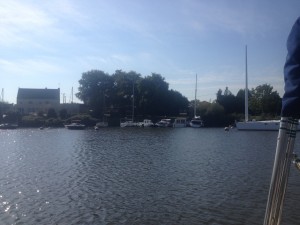 Pont de Cran downstream waiting pontoon. Taken from mid stream waiting buoy