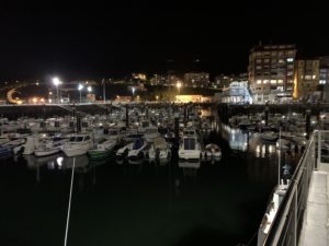 Inner marina at night.